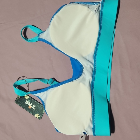 NWT BMJL women's Size M.Vibrant Blue High-Waisted Bikini Set with Wrap-Style Top - Picture 8 of 15